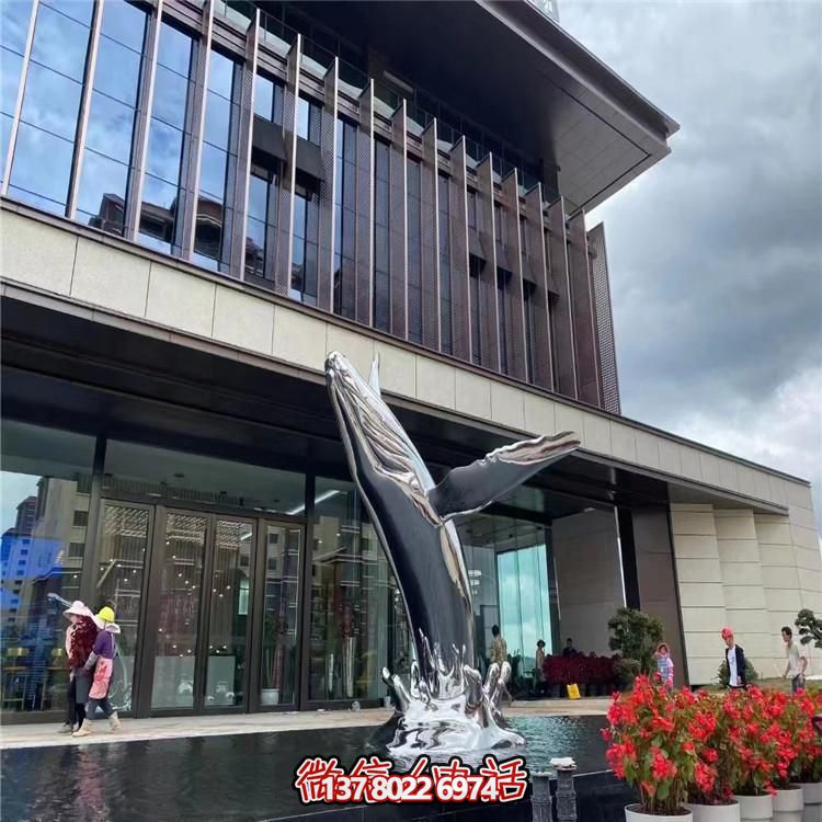 不锈钢镜面鲸鱼摆件户外广场大型景观