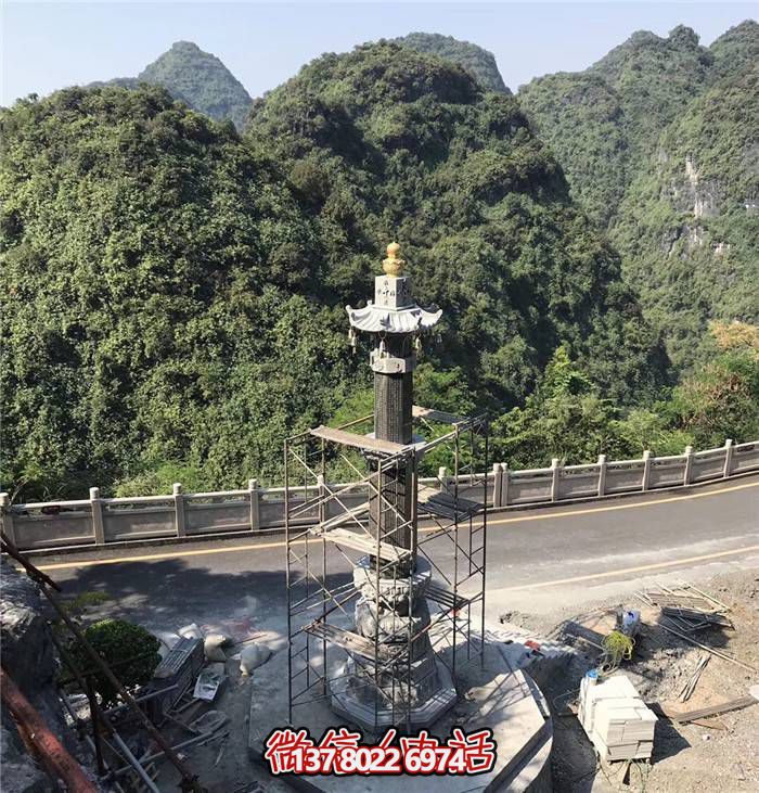 寺庙景区大理石石雕经幢雕塑