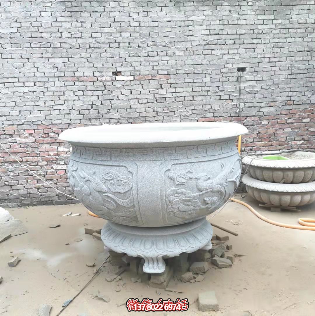 汉白玉雕花水缸鱼缸