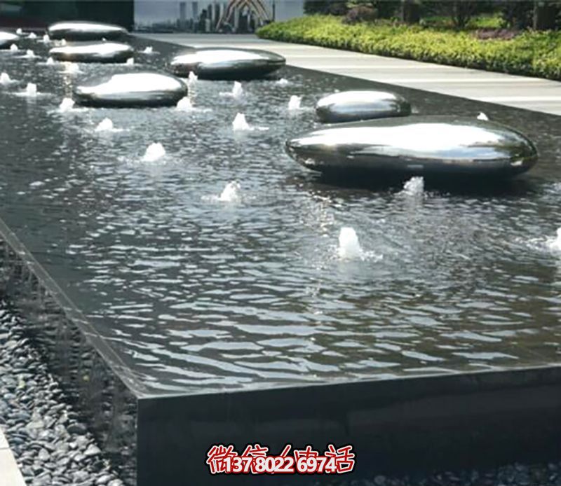 公园喷泉不锈钢多个鹅卵石雕塑 公园喷泉不锈钢多个鹅卵石雕塑