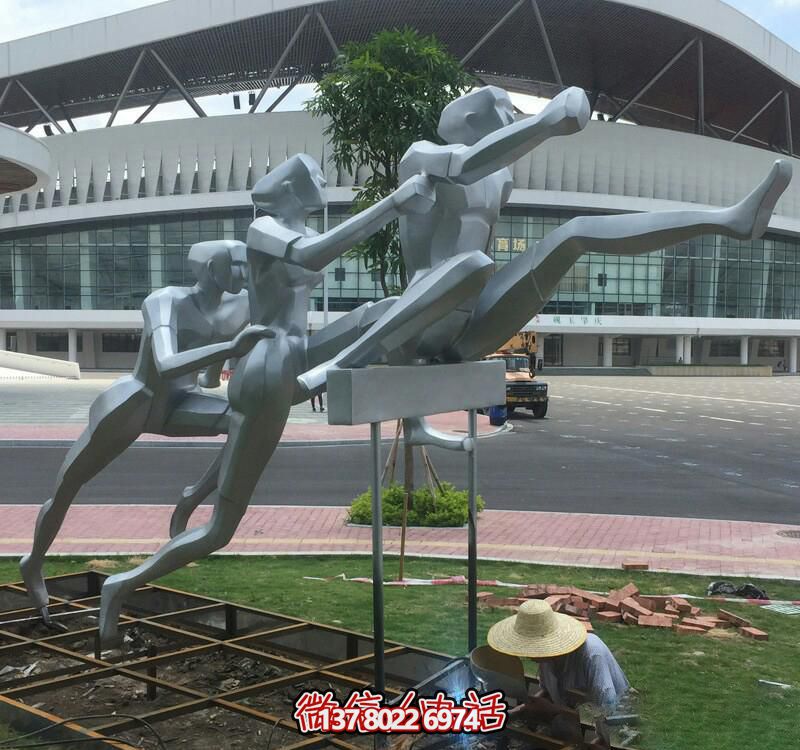 抽象不锈钢体育跨栏运动人物雕塑 抽象不锈钢体育跨栏运动人物雕塑