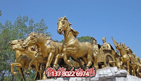 博物馆广场仿古漆金黄铜马车雕塑 博物馆广场仿古漆金黄铜马车雕塑