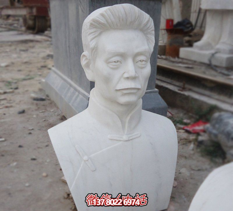 校园胸像汉白玉石雕近代名人鲁迅雕塑