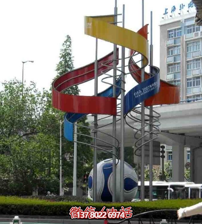 城市广场摆放不锈钢喷漆仿真足球景观标志雕塑