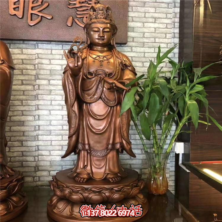 景点寺庙锻铜浮雕观音佛像金属雕塑