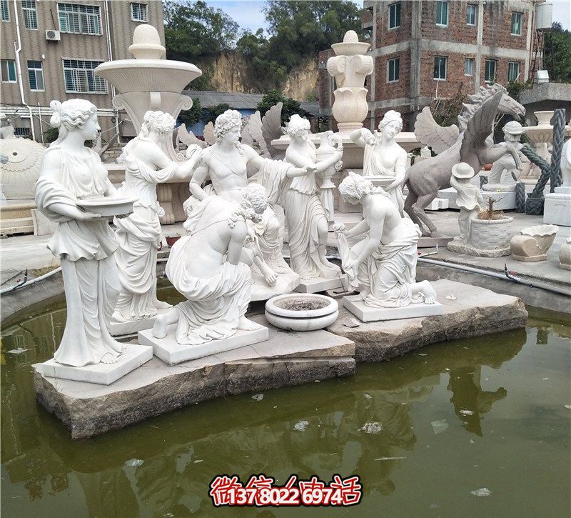 别墅景区汉白玉众宁芙侍奉阿波罗雕塑 别墅景区汉白玉众宁芙侍奉阿波罗雕塑