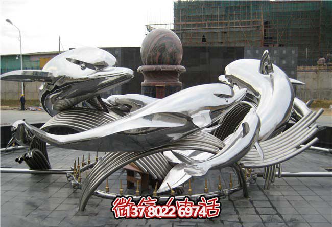 小区装饰一群不锈钢海豚雕塑 小区装饰一群不锈钢海豚雕塑