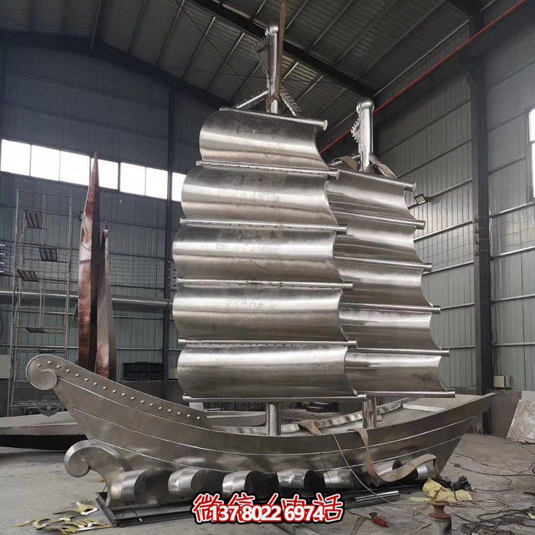 不锈钢抛光焊接帆船模型企业公园景观小品