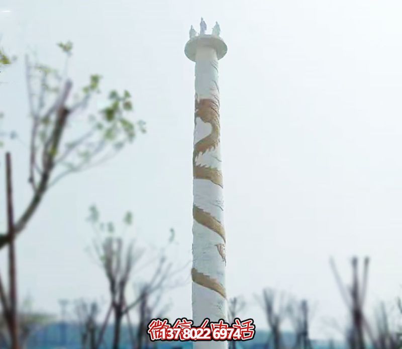 园林景观大理石漆金龙柱