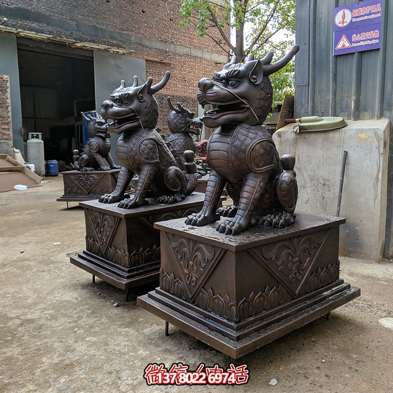 庭院别墅不锈钢仿铜创意麒麟雕塑 庭院别墅不锈钢仿铜创意麒麟雕塑