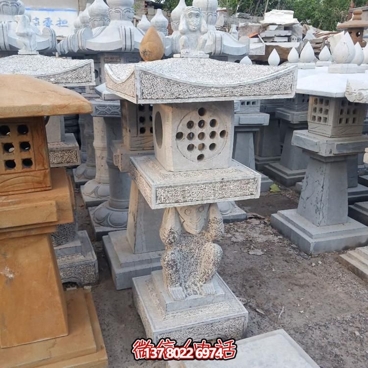 天然石雕中式石灯园林禅意石灯笼雕塑