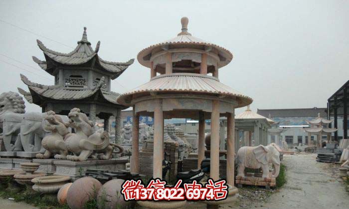 凉亭雕塑-仿古建圆顶双层景区摆放凉亭花岗岩石雕 凉亭雕塑-仿古建圆顶双层景区摆放凉亭花岗岩石雕