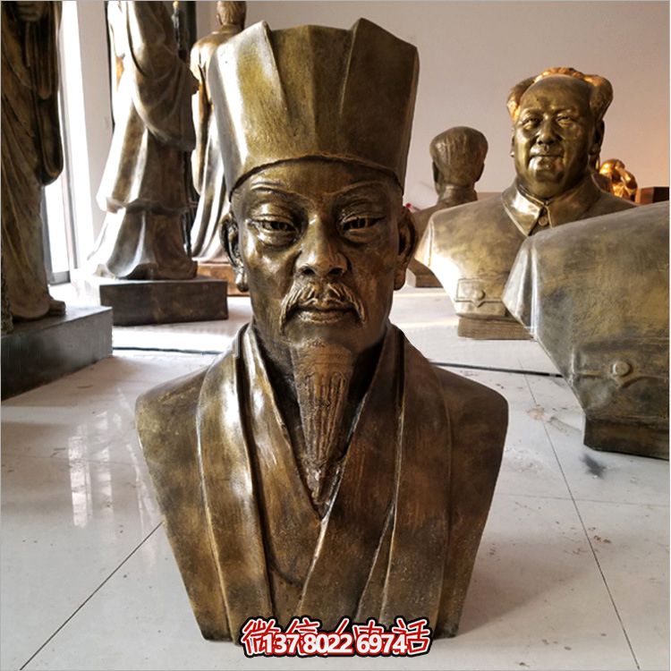 园林广场北苏诗人玻璃钢仿铜苏轼头像雕塑