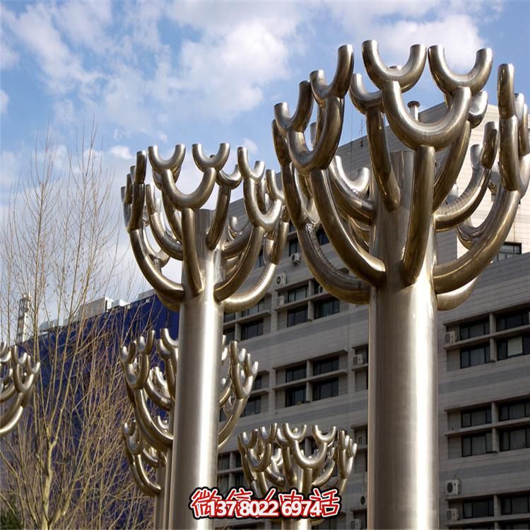 户外广场不锈钢植物景观雕塑
