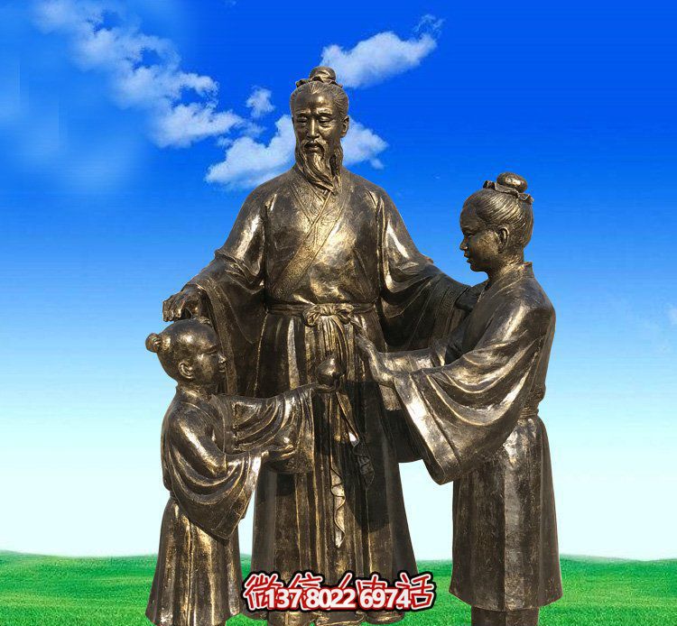 公园铜雕人物景观孔融让梨雕塑 公园铜雕人物景观孔融让梨雕塑