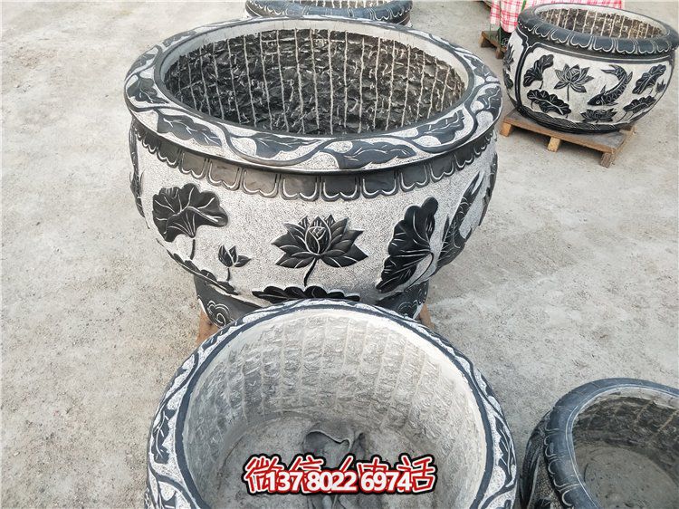 石雕鱼缸青石花盆庭院水缸