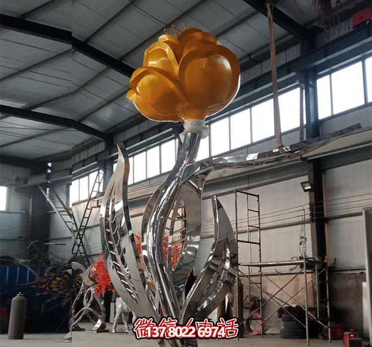 广场大型不锈钢玫瑰花雕塑 广场大型不锈钢玫瑰花雕塑