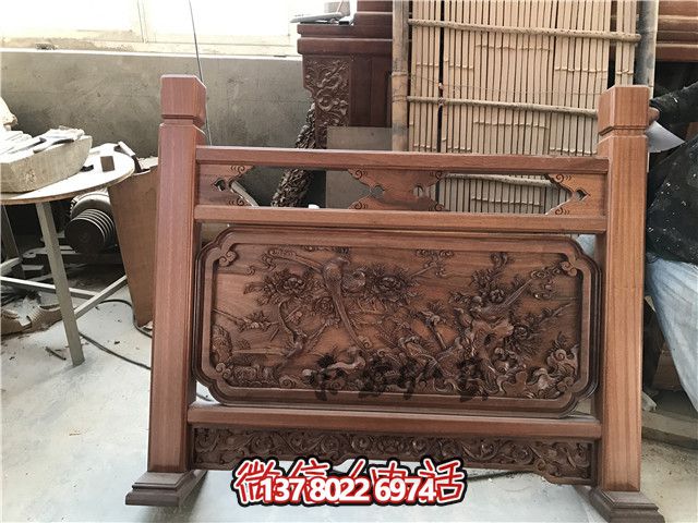 室内别墅红木浮雕花纹栏杆雕塑 室内别墅红木浮雕花纹栏杆雕塑