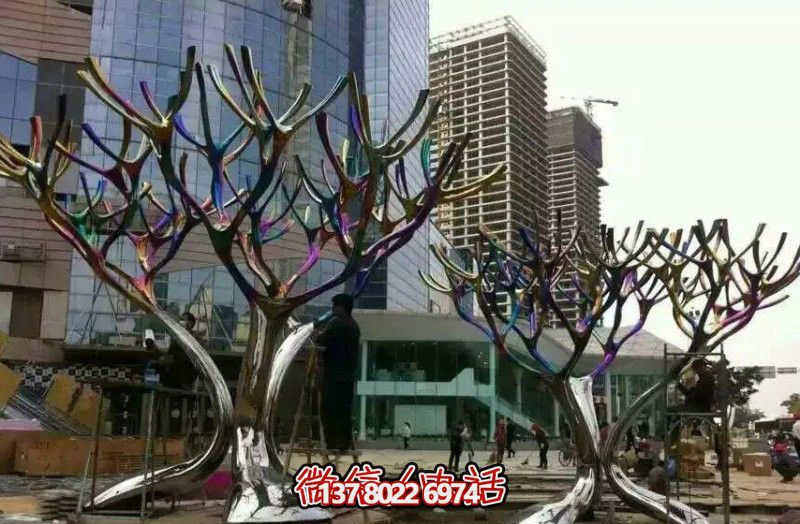 园林城市烤漆不锈钢抽象树 园林城市烤漆不锈钢抽象树
