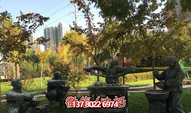 广场园林兰州拉面人物小品做旧青铜雕塑 广场园林兰州拉面人物小品做旧青铜雕塑