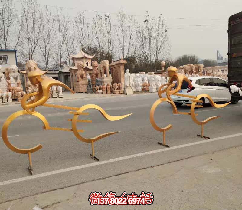 抽象仿真不锈钢铁艺骑单车雕塑 抽象仿真不锈钢铁艺骑单车雕塑