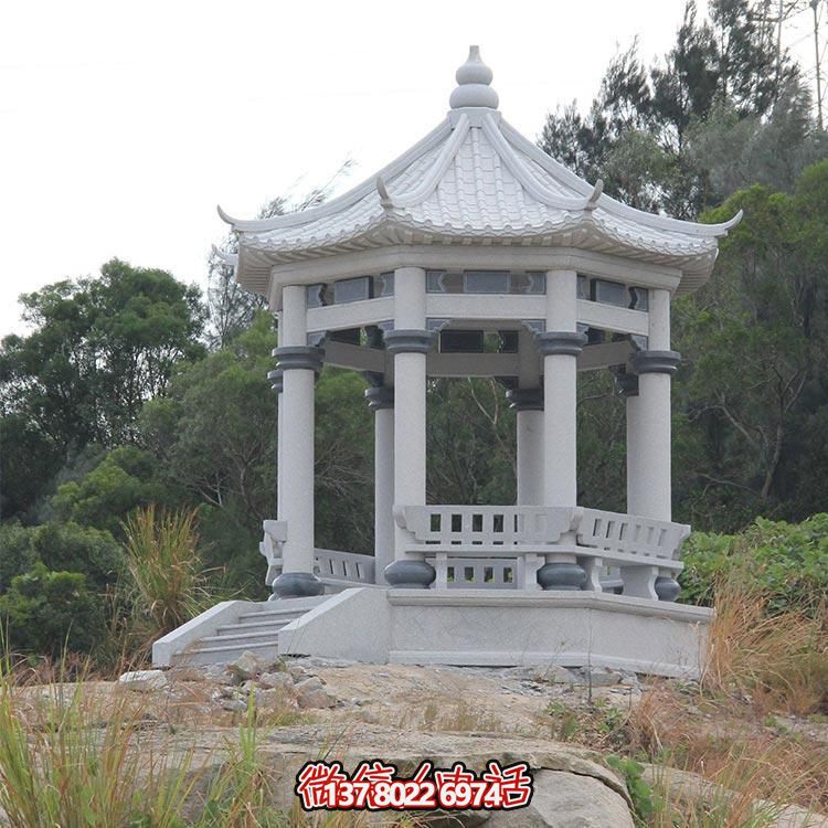 户外景区景点中式大理石石雕休息乘凉凉亭