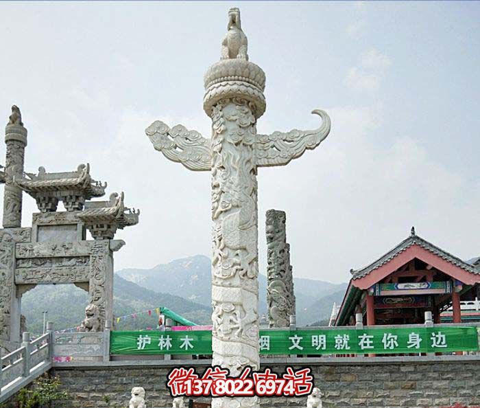 广场景观大理石华表龙纹石雕 广场景观大理石华表龙纹石雕