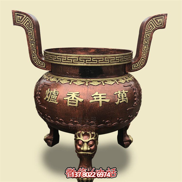 家用铜雕上香祈福鼎，香炉雕塑
