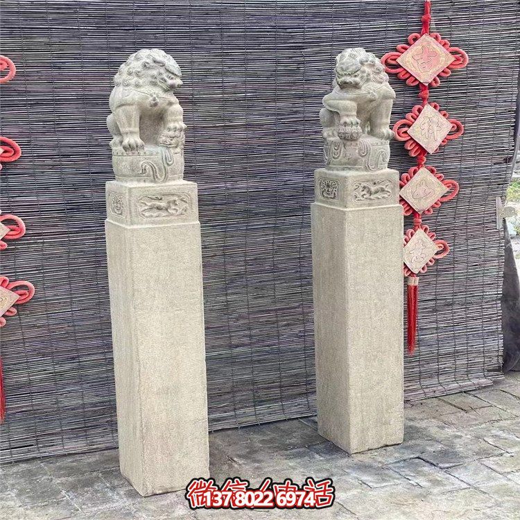 仿古狮子栓马柱子