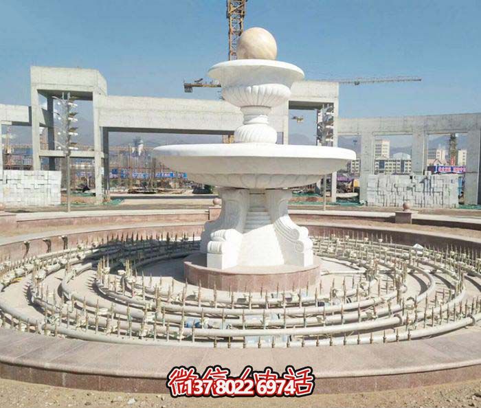 广场景观汉白玉风水球喷泉石雕 广场景观汉白玉风水球喷泉石雕