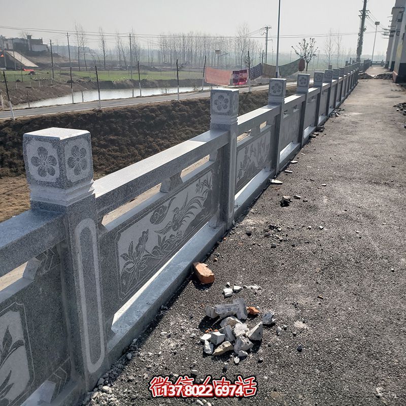 农村池塘边装饰大理石灰栏杆 农村池塘边装饰大理石灰栏杆