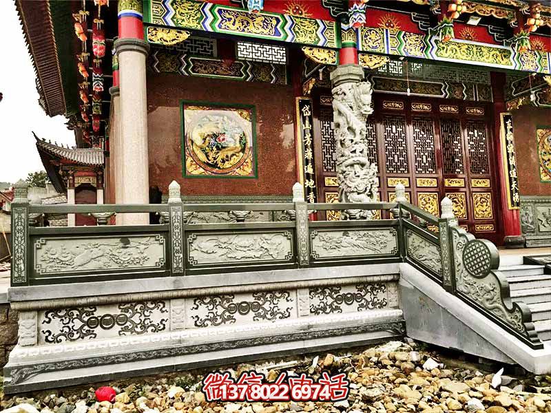 寺院大殿台阶青石古建筑雕刻防护栏杆 寺院大殿台阶青石古建筑雕刻防护栏杆