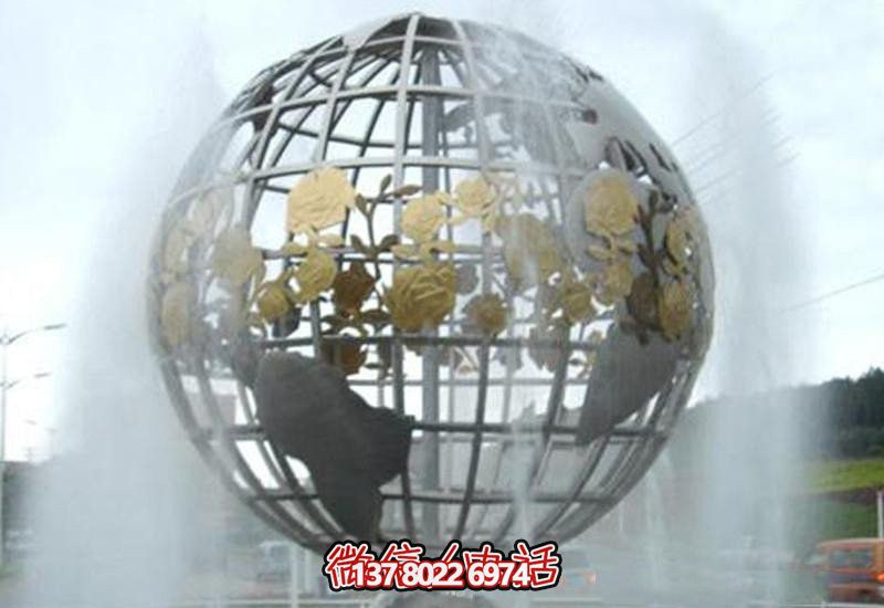 室内装饰不锈钢创意镂空镜面地球仪雕塑 室内装饰不锈钢创意镂空镜面地球仪雕塑