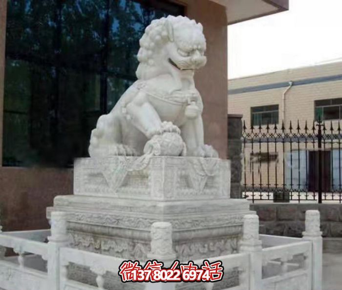 公园庭院别墅汉白玉石雕大型仿真狮子雕塑 公园庭院别墅汉白玉石雕大型仿真狮子雕塑