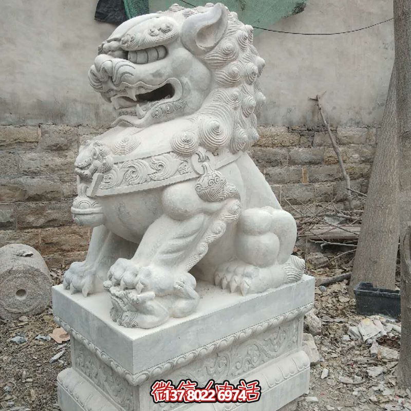石雕大型仿真动物汉白玉庭院别墅狮子雕塑 石雕大型仿真动物汉白玉庭院别墅狮子雕塑