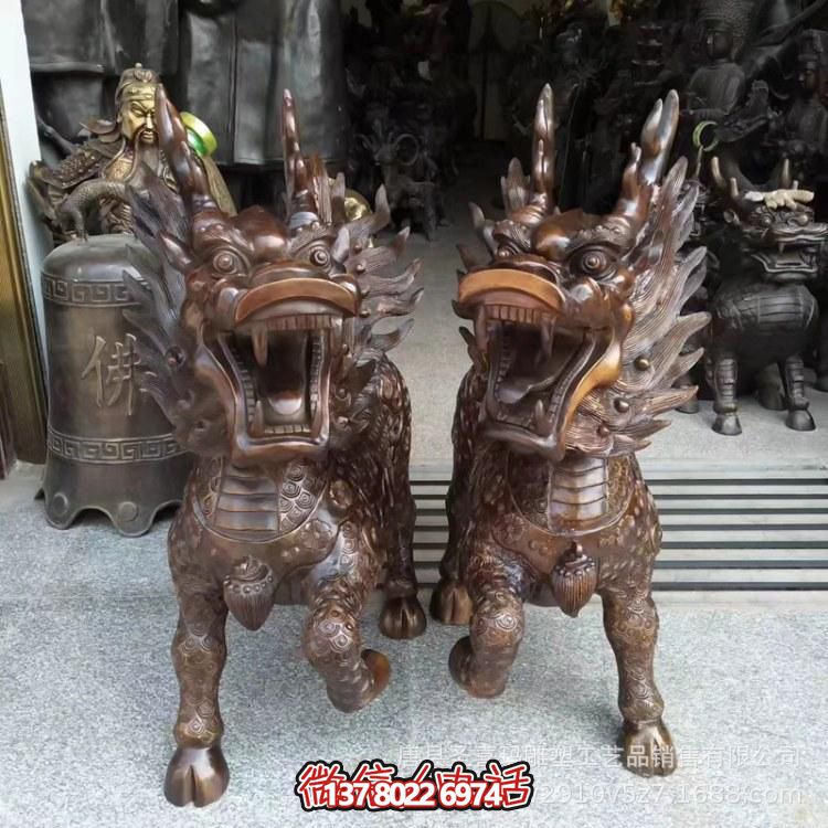 别墅创意不锈钢仿铜镇宅麒麟雕塑 别墅创意不锈钢仿铜镇宅麒麟雕塑
