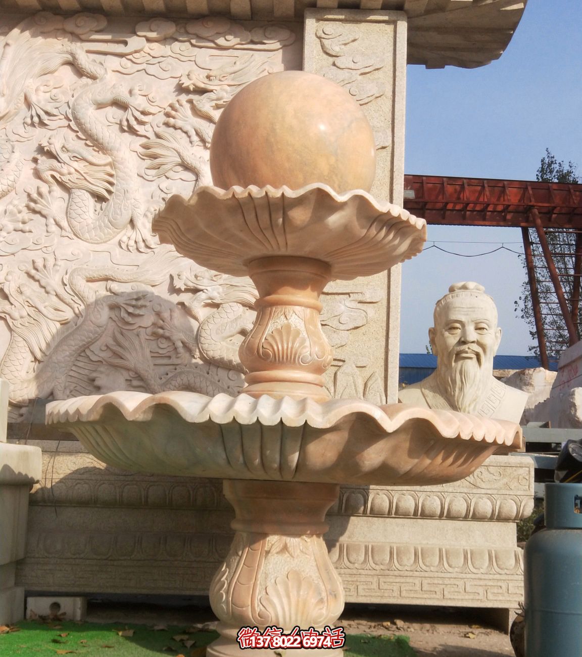 公园广场晚霞红石大风水球喷泉雕塑 公园广场晚霞红石大风水球喷泉雕塑