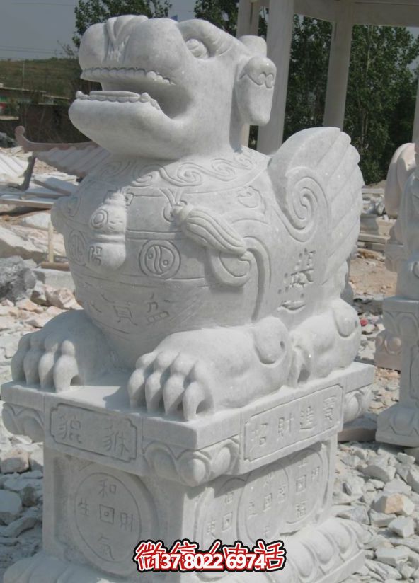 汉白玉石雕镇宅辟邪神兽貔貅雕塑 汉白玉石雕镇宅辟邪神兽貔貅雕塑