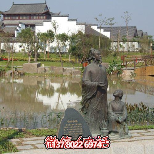玻璃钢仿铜户外园林景观人物摆件