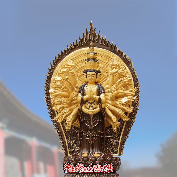 景区寺庙大型铜雕贴金浮雕千手观音雕塑 景区寺庙大型铜雕贴金浮雕千手观音雕塑