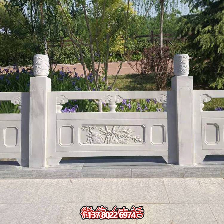 大理石石雕栏板石头河道护栏阳台围栏