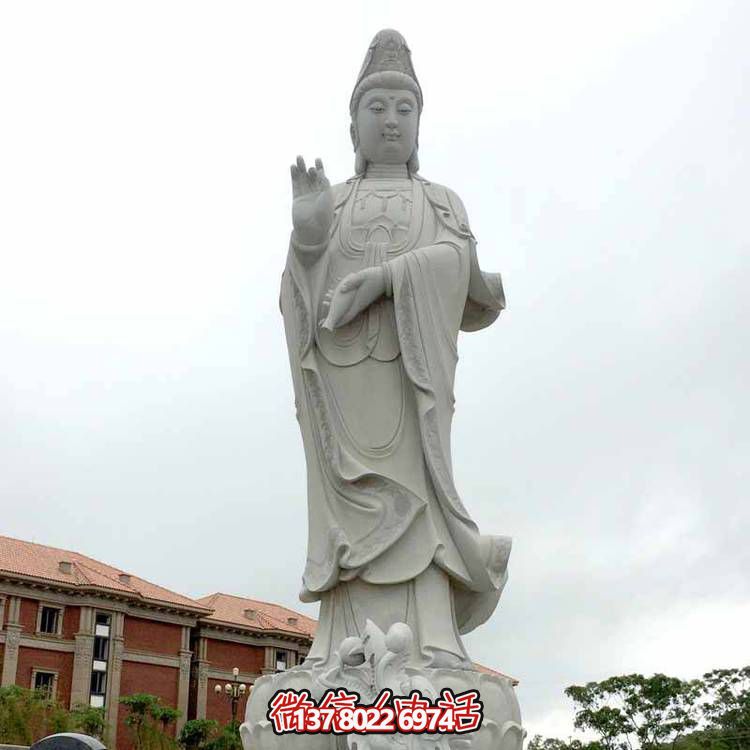 大理石石雕户外园林滴水观音雕塑