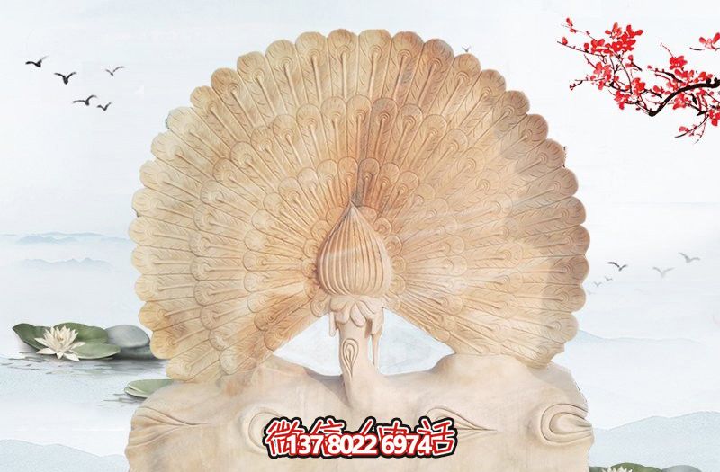 大型室内摆放的黄花石石雕创意孔雀雕塑 大型室内摆放的黄花石石雕创意孔雀雕塑