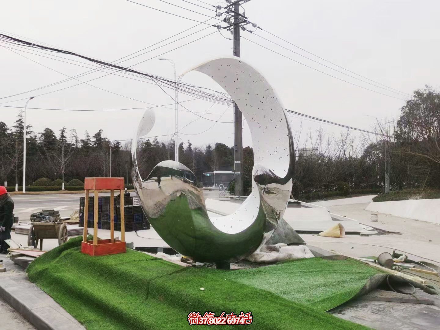 城市街道装饰一朵不锈钢创意海浪浪花雕塑