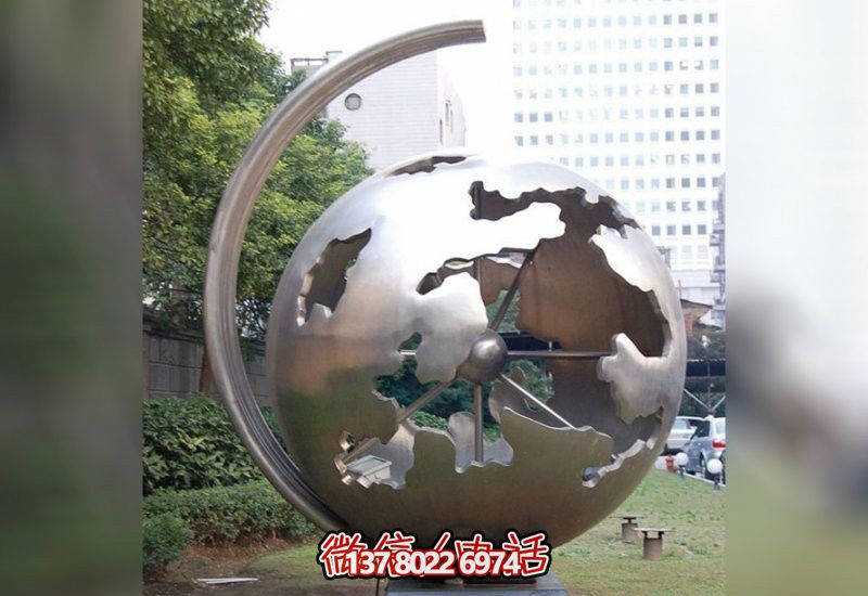 公园广场创意抽象艺术镜面不锈钢地球仪雕塑 公园广场创意抽象艺术镜面不锈钢地球仪雕塑