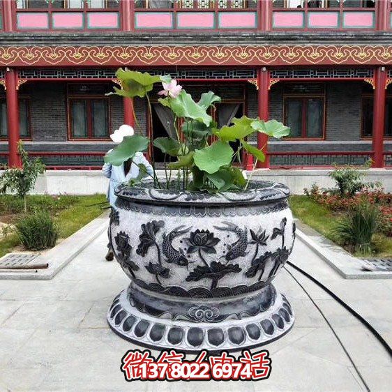 庭院小区仿古做旧青石园林摆件鱼缸雕塑