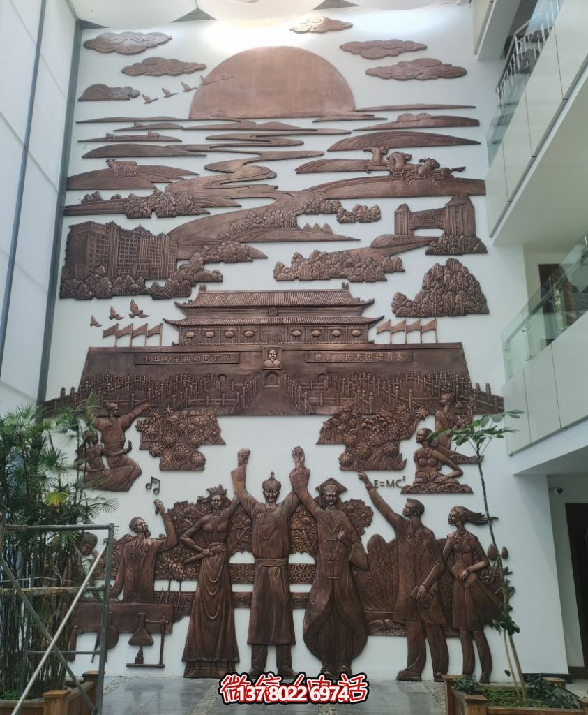 铸铜浮雕墙--室内景观浮雕墙